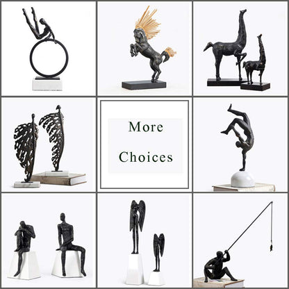 PacuM Antique Bronze-Look Sculpture,Modern Simplicity Metal Statue,Tabletop Decoration for Home Office Study Ornament-x 32x26x47cm(13x10x19inch) Gift