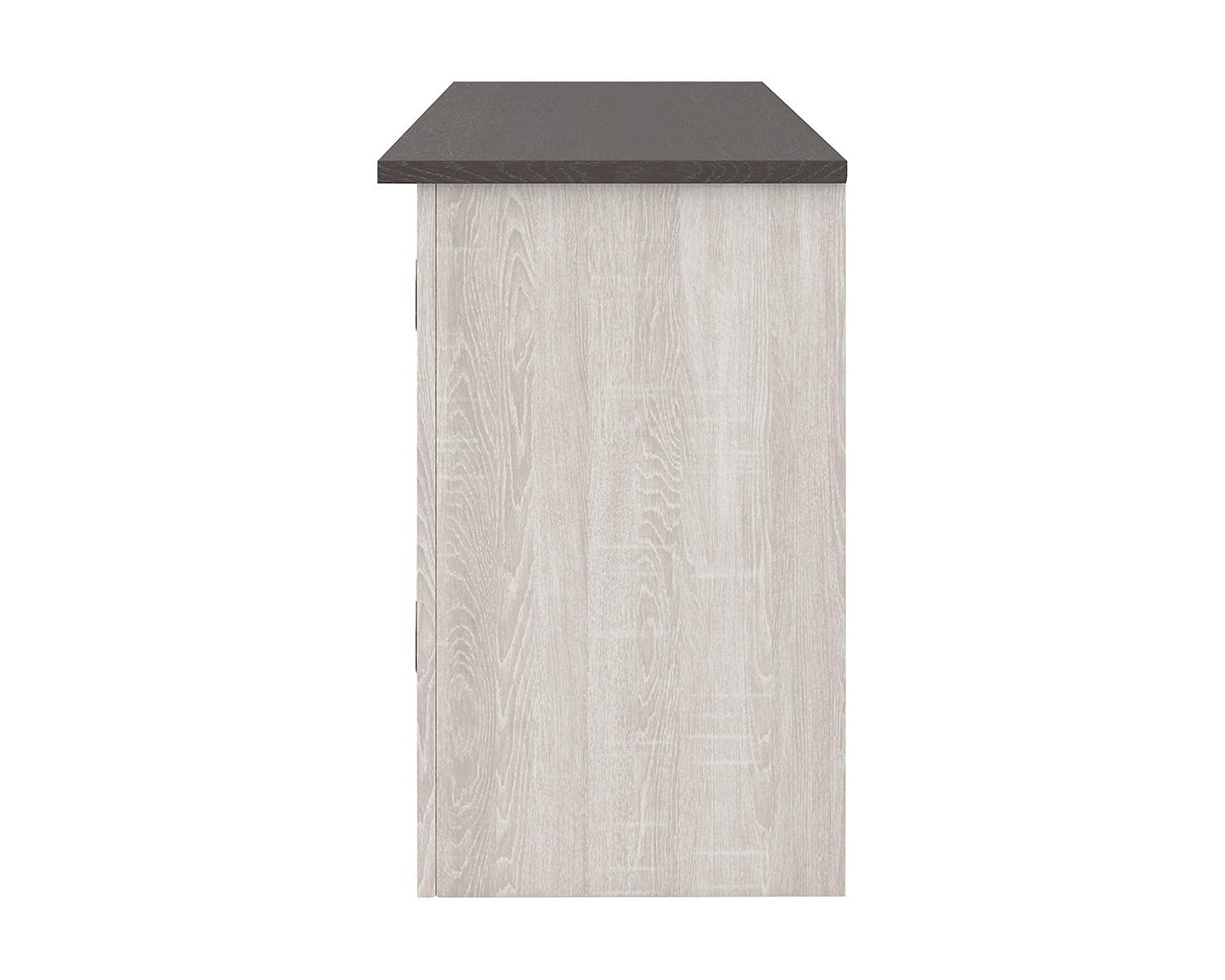 Signature Design by Ashley Dorrinson Farmhouse TV Stand with Fireplace Option, Fits TVs up to 58", Whitewash