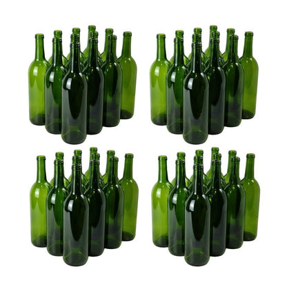 FastRack - 750ml Champagne Green Wine Bottles (Pack of 48) | W5 Bordeaux Empty Liquor Bottles for Drinks, 4 Cases of 12 - NO CORKS INCLUDED