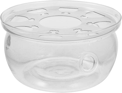 UPKOCH Glass Teapot Warmer, Clear High Borosilicate Glass Tea Kettle Heating Base for Home Kitchen
