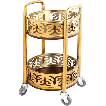 Bar Cart with Wheels High-end Restaurant Luxury Style Serving Cart, Portable Mobile Double Armrest Drink Cart, Banquet Service Equipment (Color : Gold, Size : 80 * 40cm)