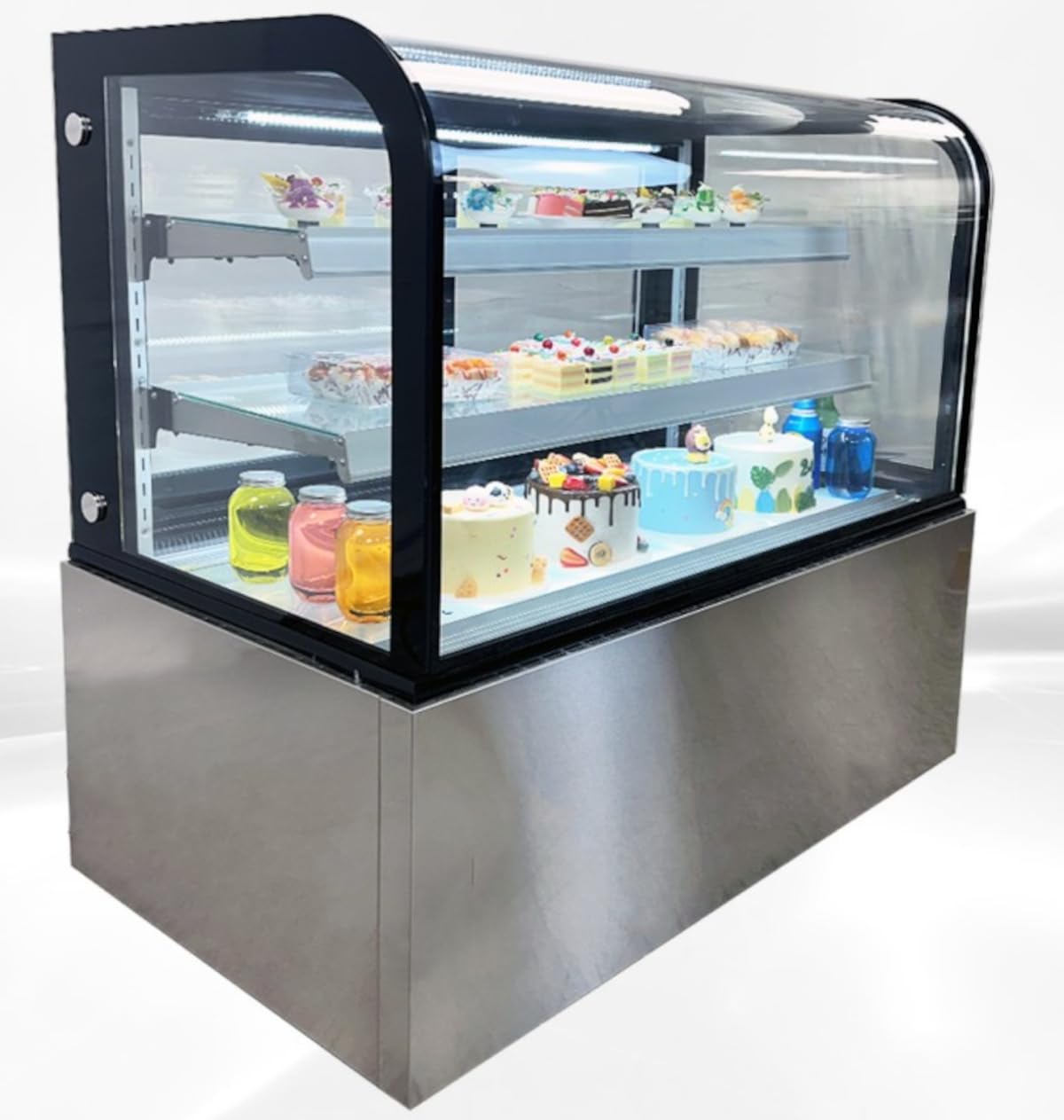 Refrigerated Bakery Display Cooler Case for Pastry Deli Curved 48" Wide Cooler Glass Display Curve Case Refrigerator - Commercial NSF UL ETL CW-370R