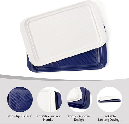 TP Serving Trays with Handles, Set of 2 Melamine Grill Prep and Serving Platters for Outdoor, Parties, and BBQ