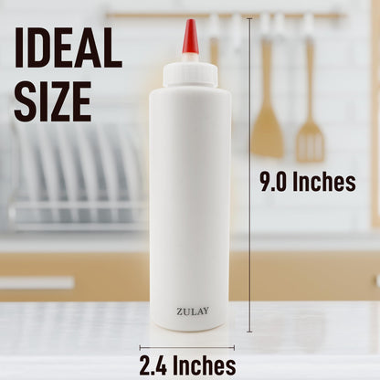 Zulay 2-Pack Squeeze Bottles for Sauces & Condiments - 17oz Squirt Bottles with Small Pointed Nozzle and Cap - BPA-Free, Leak-Proof, Reusable Plastic Dispenser for Ketchup, Mayonnaise, Oil