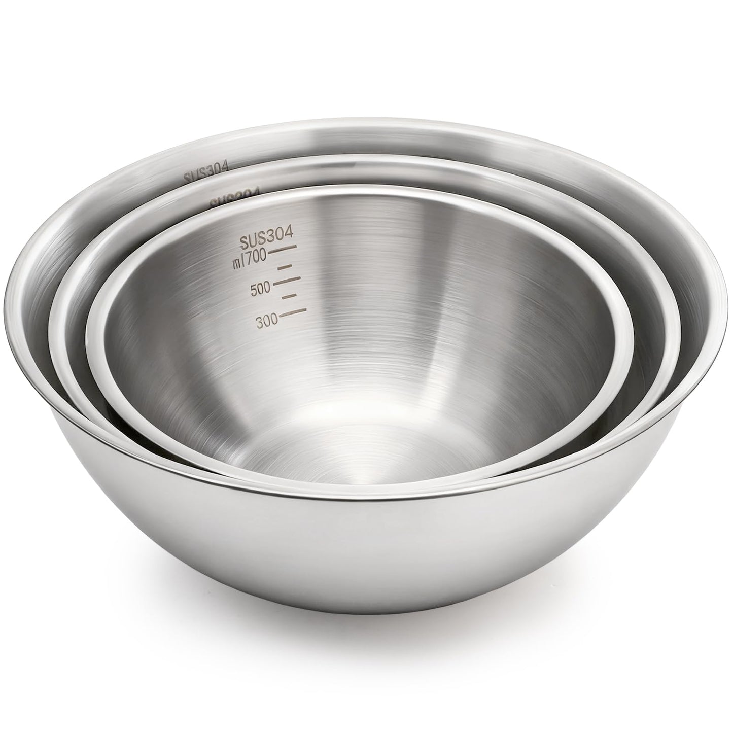 TOPZEA Stainless Steel Mixing Bowls Set of 3, Nesting Metal Kitchen Bowls with Measurement Mark, Small Meal Prep & Food Storage Bowl for Baking, Cooking, Dishwasher & Freezer Safe (0.74, 1.3, 1.9 Qt)
