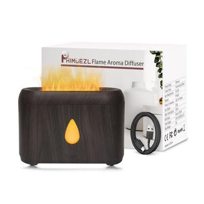 Flame Diffuser for Essential Oils, 200ml Ultrasonic Aroma Diffusers with Cool Mist, Aromatherapy Diffuser with Auto-Off Protection, Small Humidifier for Home,Office,Bedroom,Gift (Black)