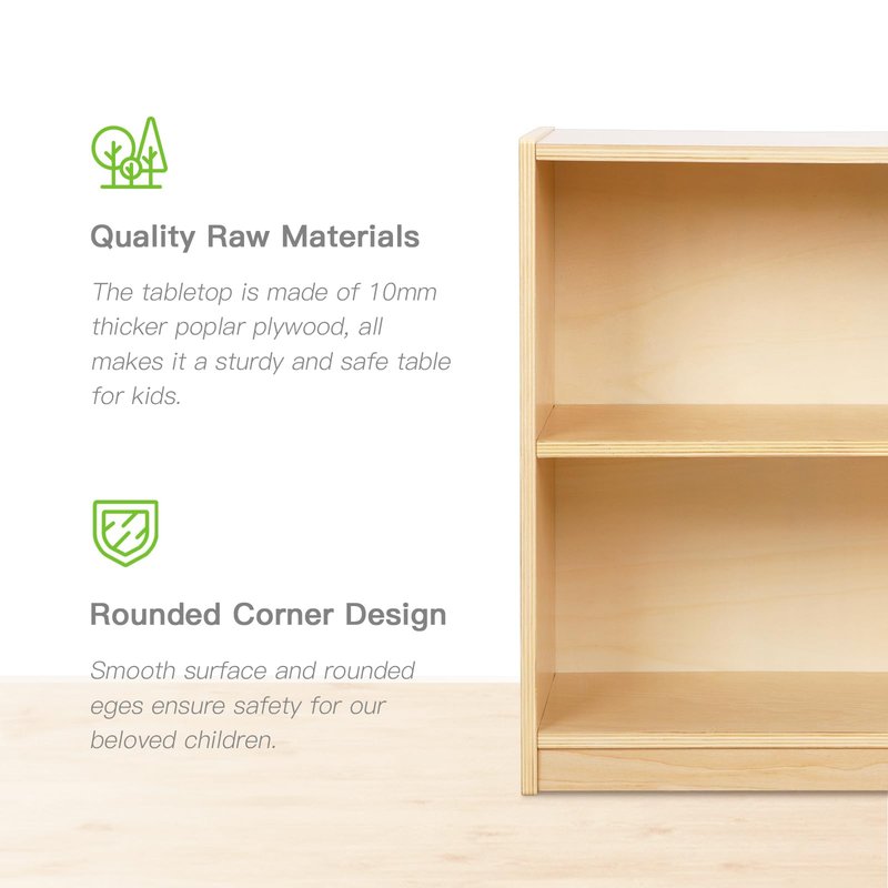 OOOK Montessori Toy Shelf, 2-Tier Wooden Storage Shelf for Kids, Modern Style, Kids Bookshelf and Toy Storage, Classroom, Kindergarten, Playroom, Daycare Center