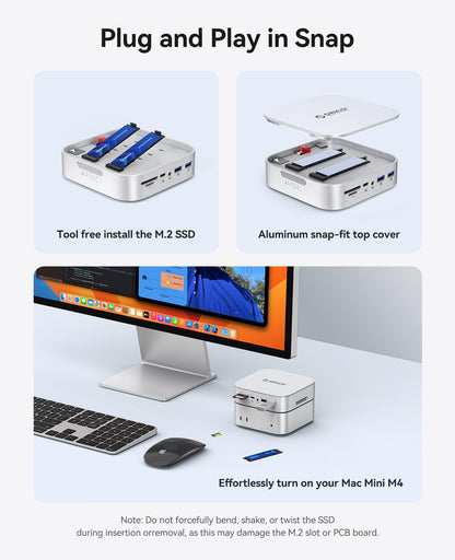 ORICO MiniRaid 10-in-1 Docking Station with Dual-Bay M.2 NVMe/SATA SSD Enclosure for Mac mini M4 Pro, Raid 0/1/PM, USB C HUB with HDMI 4K@60Hz, 10Gbps, PD60W, SD/TF Slot, RJ45 for Creator-MR10 Pro