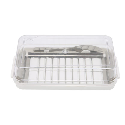 Butter Slicer Cutter, Stainless Steel Butter Cutter Container Butter Storage Box Small Butter Container with Transparent Cover Kitchen Tool for Easy Cutting (Butter grid hole