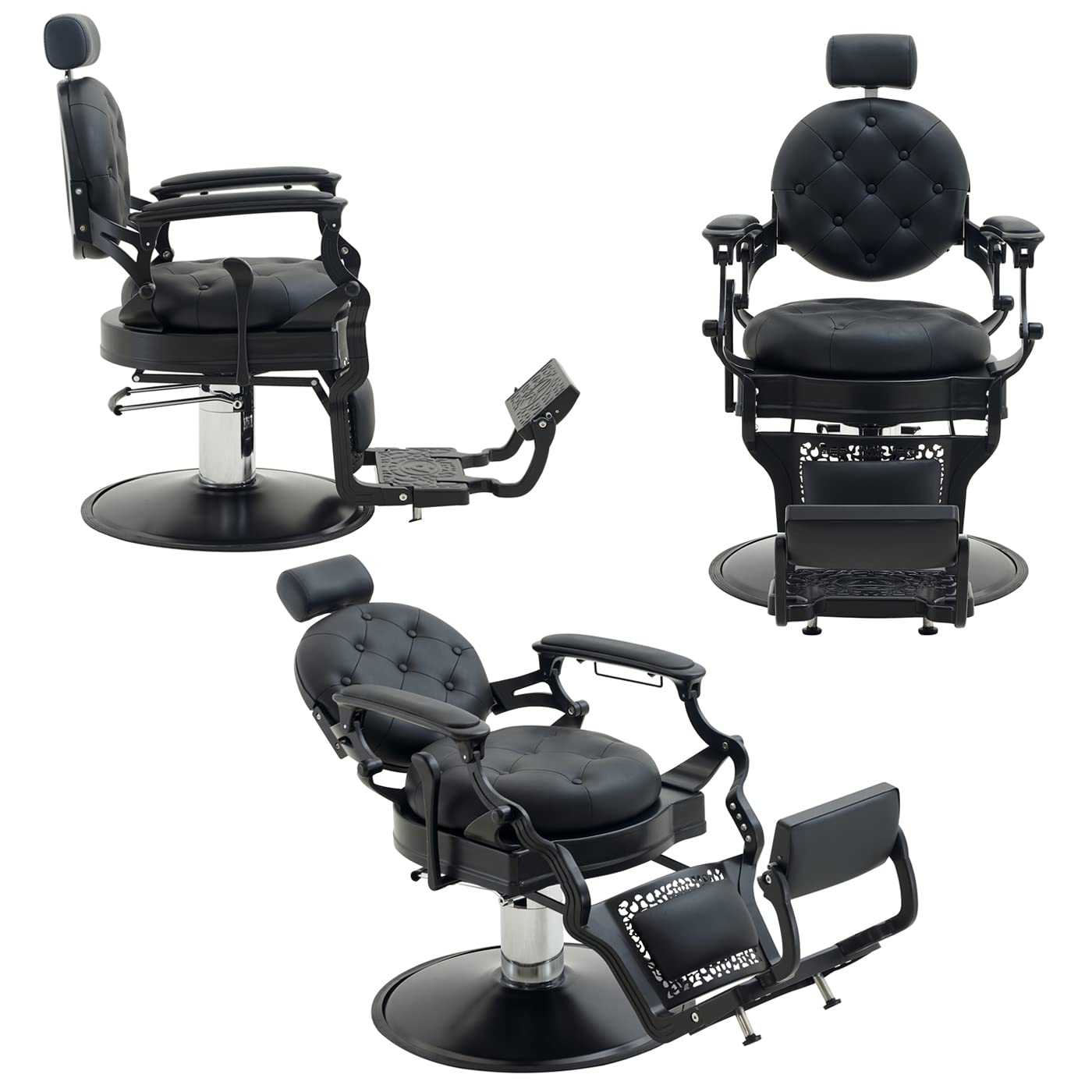 Nazalus Barber Chair Hair Salon Chair,Heavy Duty 700 LBS, for Hair Stylist Barber Beauty Tattoo Massage(Black Round)
