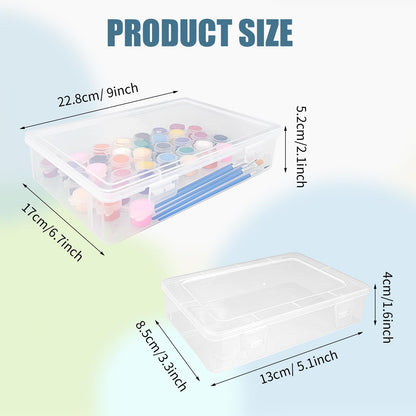 TANEMUDO 12 Pcs Plastic Storage Box with Lid Clear Multipurpose Craft Storage Case for Beads Ornaments Accessoriesr Plastic Containers Pencil Case(5'' x 3'' x 1.5'',7'' x 9'' x 2'')