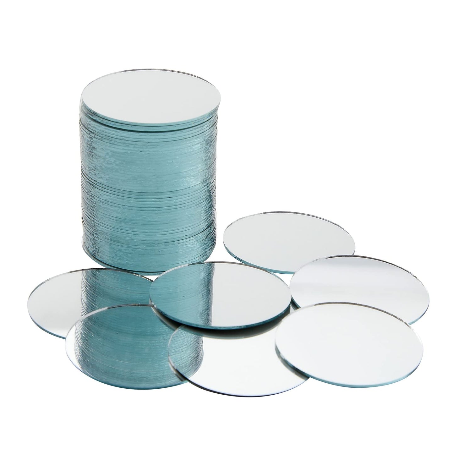 Juvale Craft Mirrors Bulk Mini Glass Tiles - 60-Pack 2-Inch Round Tiles - DIY Mosaic Crafts - Tiny Mirrors for Table Centerpieces & Wall Decor