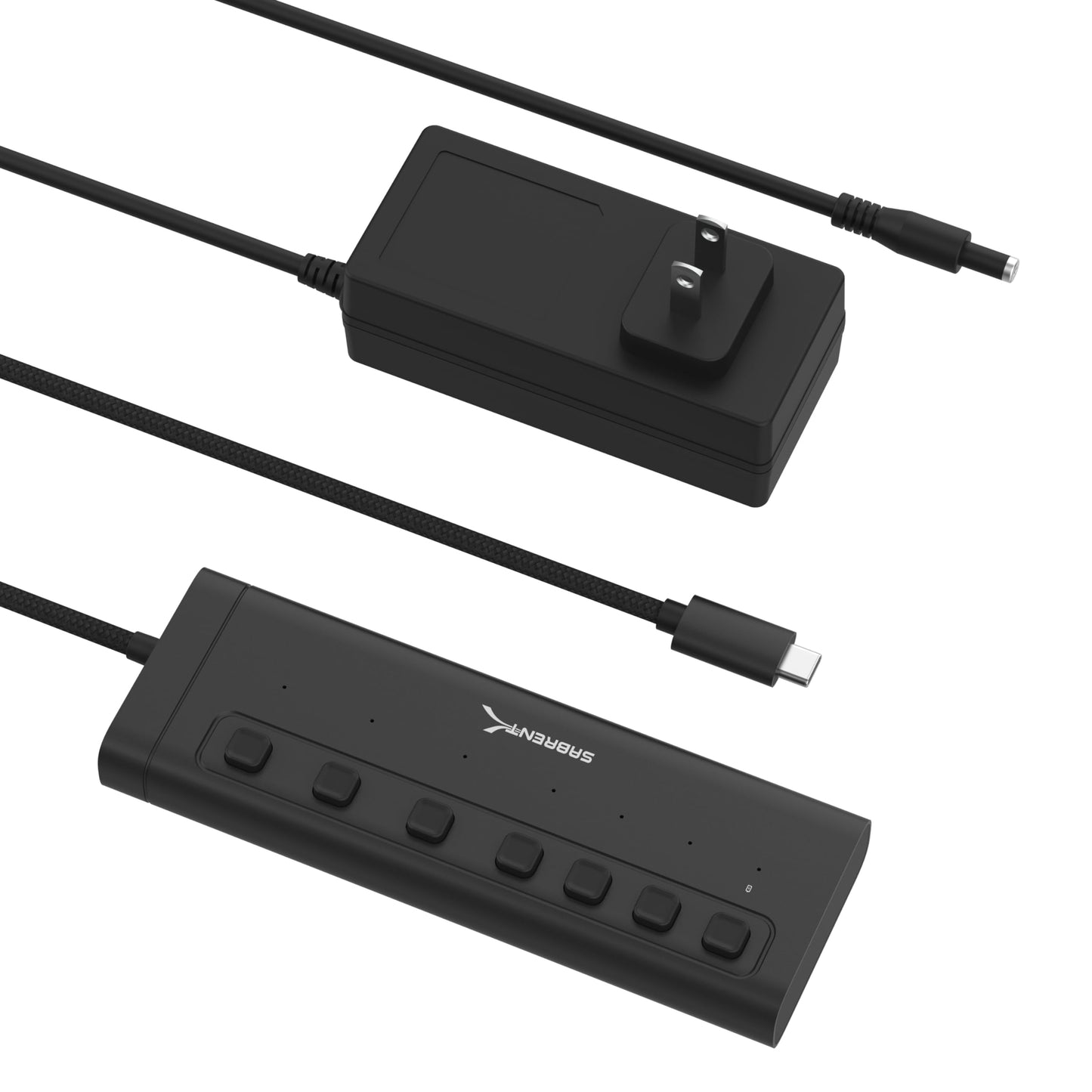 SABRENT 10-Port USB 3.0 Hub, Individual Power Switches and LEDs, 3 Smart Charging Ports, 60W Power Adapter, for PC, Mac, Xbox, PS5, Laptop, Desktop, USB Devices (HB-B7C3)