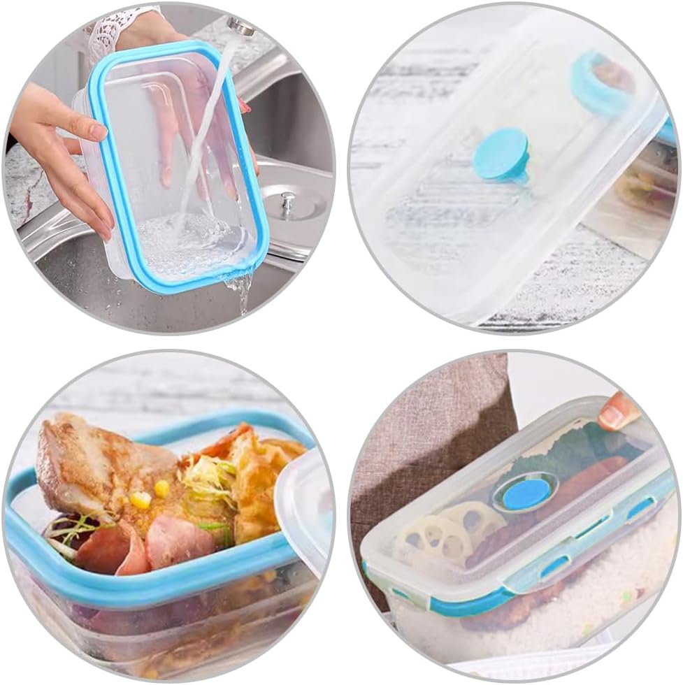 Alimat PluS 40.5oz Silicone Food Storage Containers, 3 Pack Set of 1200ml Extra Large Collapsible Containers with Lids