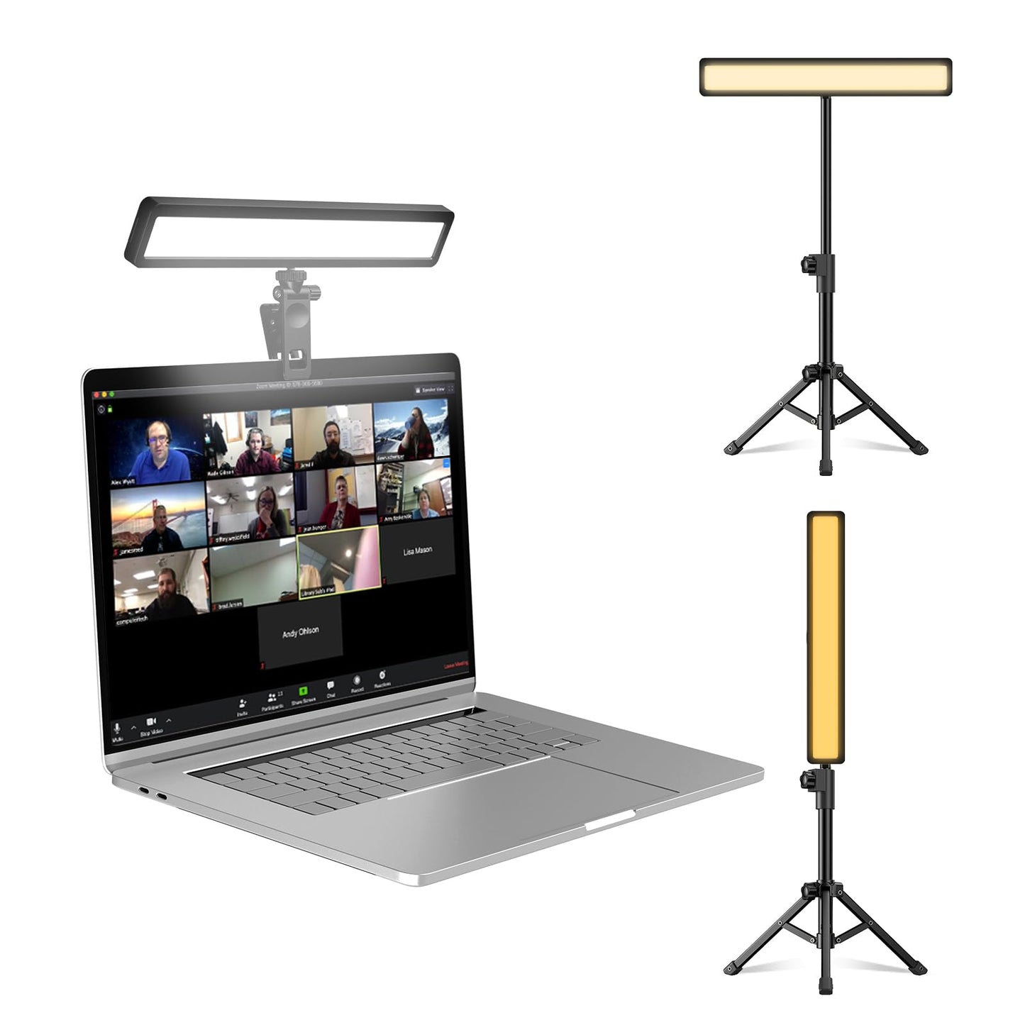Video Conference Lighting with Tripod for Laptop&Computer -Webcam Light for Streaming-Zoom Lighting with 3 Dimmable Color & 10 Brightness Level for Self Broadcasting and Live Streaming