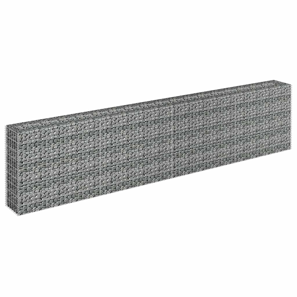 Foknhdi Galvanized Steel Raised Garden Bed 141.7x11.8x35.4 in Large Outdoor Planter Box Silver Modern Gabion Planter for Patio Yard Balcony