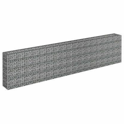Foknhdi Galvanized Steel Raised Garden Bed 141.7x11.8x35.4 in Large Outdoor Planter Box Silver Modern Gabion Planter for Patio Yard Balcony