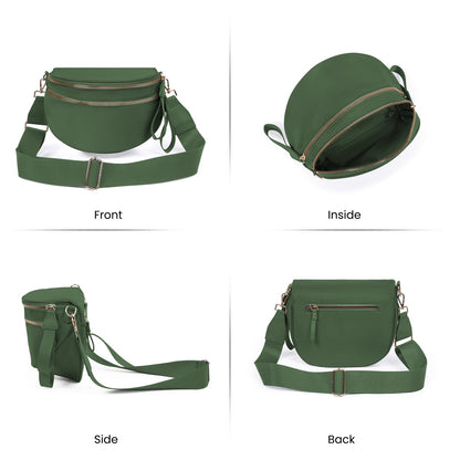 Nylon Crossbody Bags Bum Bag for Women Large Sling Bag Purse with Adjustable Strap（Black）