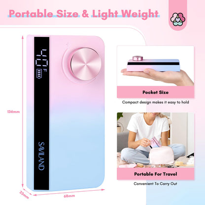 SAVILAND Electric Nail Drill Professional: 40000RPM Upgrad Nail Drill Kit 2025 Beautiful Gradient Sunset Color Scheme Nail D rill Machine Portable Nail File & Buffers Salon Use Manicure Pedicure