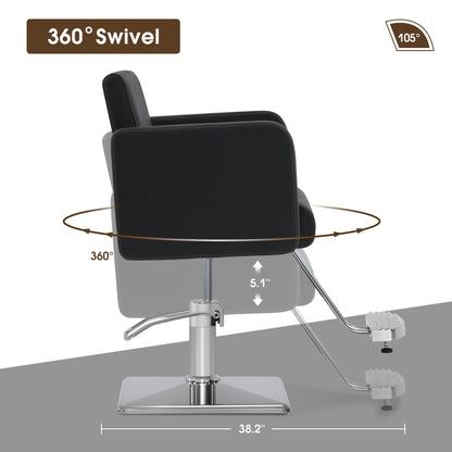 BarberPub Classic Styling Salon Chair for Hair Stylist, Barber Chair with Hydraulic Pump, Beauty Barbershop Salon Spa Equipment 3805 (Black)