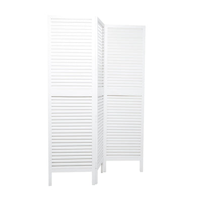 Deco 79 Mango Wood Partition Room Divider Screen Hinged Foldable Partition 3 Panel Privacy Screen with Carved Design, Room Partition 60" x 1" x 70", White