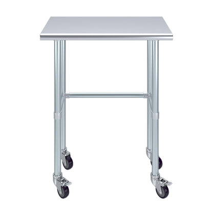 AmGood 18" X 30" Stainless Steel Work Table - with Open Base & Wheels | Food Prep | Utility Work Station | NSF Certified