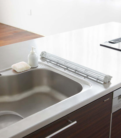 Yamazaki Home Plate Folding Sink Drainer Rack - Kitchen Dish Dryer Large White