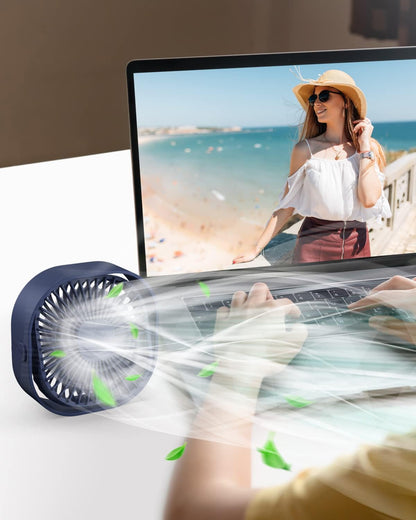 RJVW Small USB Desk Fan, 3 Speeds Portable Table Fan, 4 Inch Mini Fan, 360° Rotatable for Home Office
