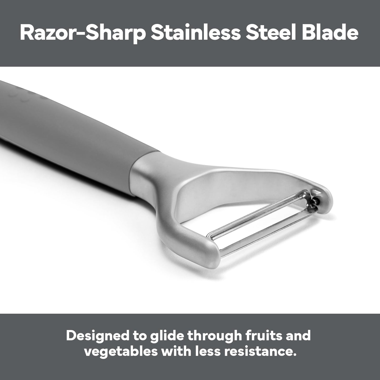 Misen Stainless Steel Vegetable Peeler - Dishwasher Safe Y Peeler - Easy to Use with Potatoes, Cabbage, Carrots, and More - Progessional Grade Kitchen Tool - Gray
