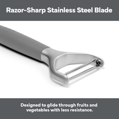 Misen Stainless Steel Vegetable Peeler - Dishwasher Safe Y Peeler - Easy to Use with Potatoes, Cabbage, Carrots, and More - Progessional Grade Kitchen Tool - Gray