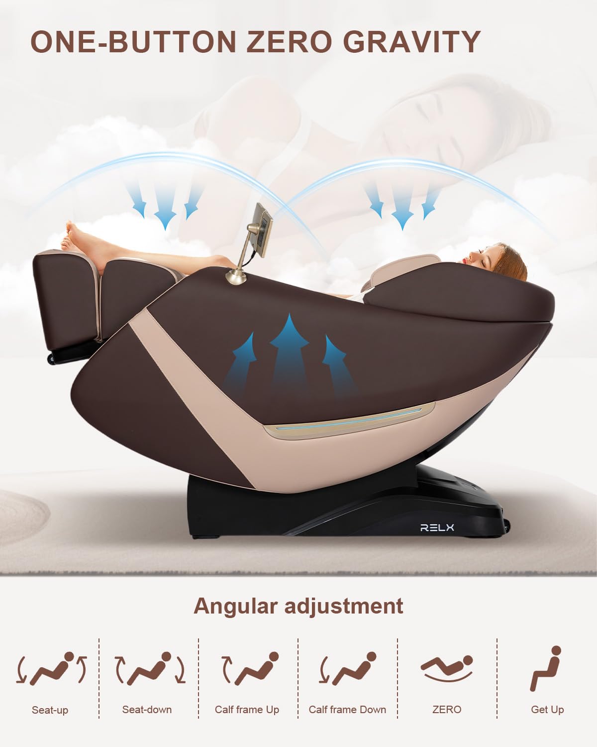 RELX 2026 Massage Chair Full Body, Zero Gravity Airbag Shiatsu Massage Chair with SL-Track, Heating, AI Control, Body Scan, 13 Modes, Foot Rollers, and Deep Yoga Stretch (Coffee)