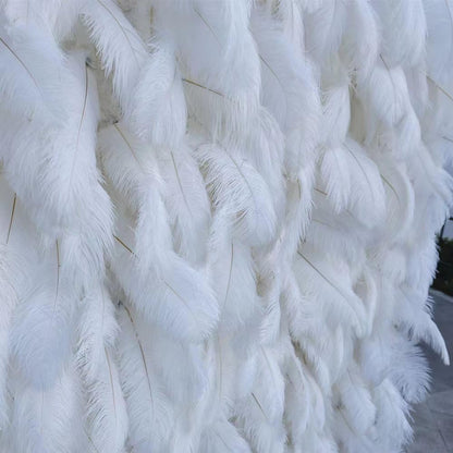 UYCVT Flower Wall Panels White Ostrich Feather Artificial Blooms Flower Wall Panel Silk Floral Faux Ostrich Feather Wall Backdrop Decor for Wedding Party Event Brida