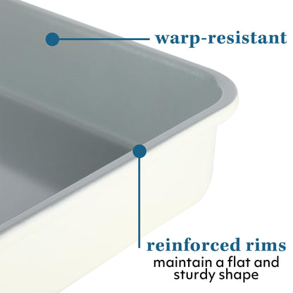Sur La Table Kitchen Essentials Bake Sale 9 X 13 Inch PFOA, PFAS, PTFE Free Nonstick Roaster/Cake/Baking Pan - Linen White