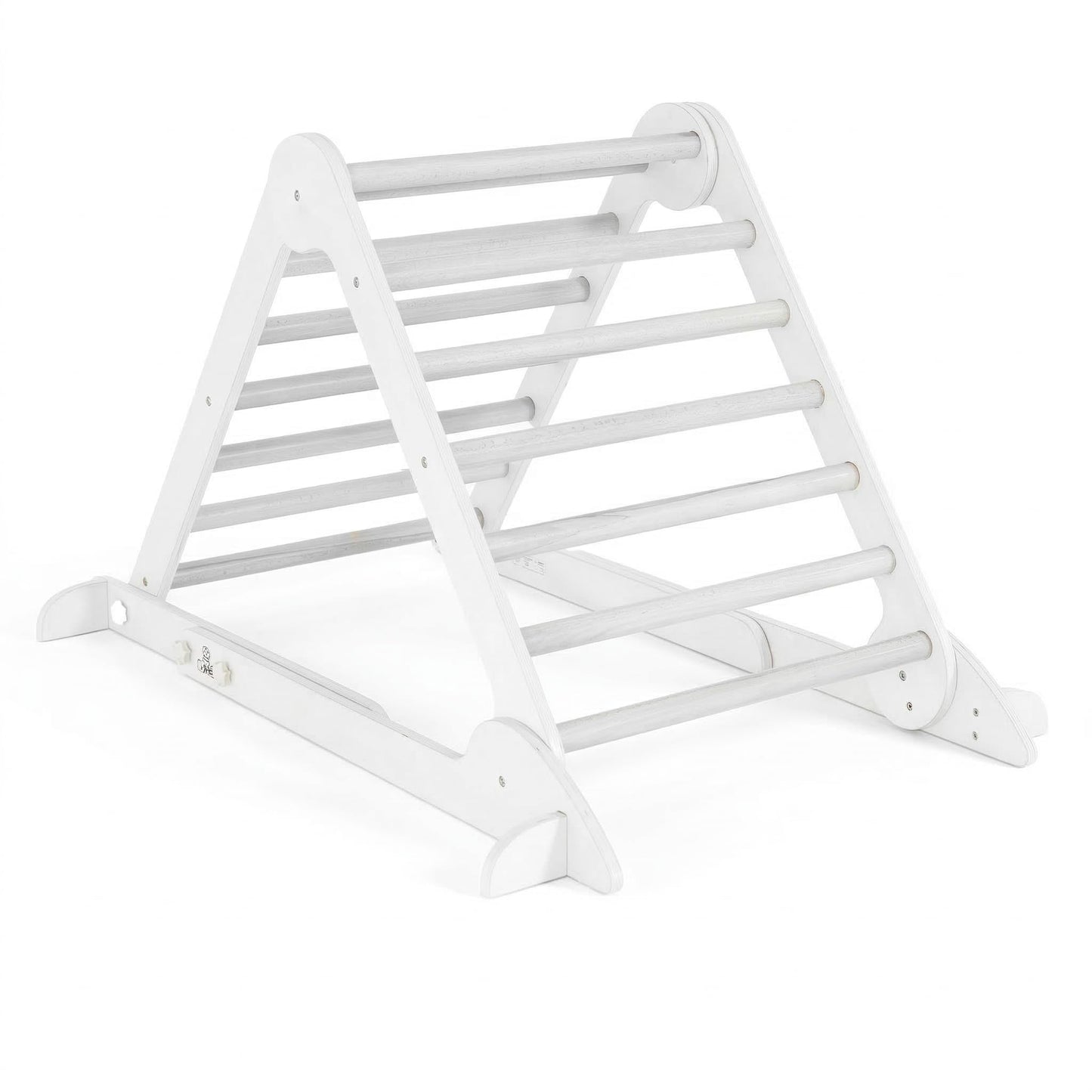 Little Partners Learn 'N Climb Foldable Wooden Climbing Triangle, Wood Climbing Gym for Toddlers, Triangle Climber for Skill-Building and Active Play, Soft White