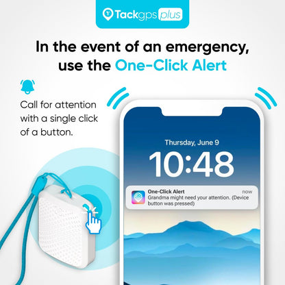Tack GPS Plus Care Bundle with Lowest Monthly fee + 30 Days Battery Life. Fall Detection + SOS Alerts + Indoor Elevation Finder - for Kids, Elderly, Autism, Alzheimer, Dementia, Special Needs