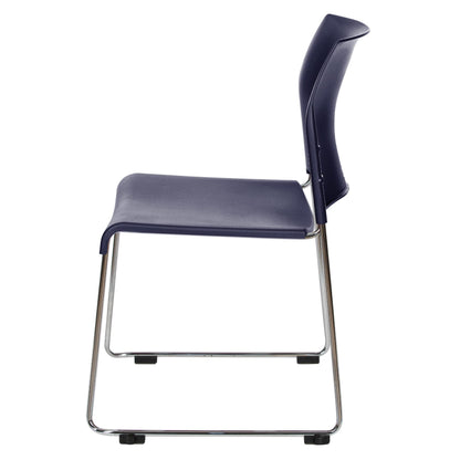 OEF Furnishings OEF8804-11-04/4 Commercial Stack Chair (Hard Plastic Seat and Back, Midnight Blue, Chrome Frame, 4-Pack)