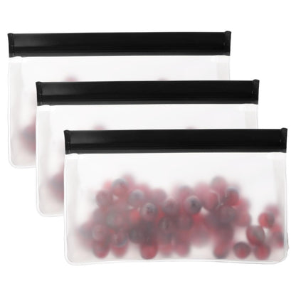 PATIKIL 8.7"x2"x5.3" Reusable Freezer Bag, 3 Pcs Leakproof Zip Food Storage Stand Up Bags Fridge Snack Vegetable Fruit Ice Container for Long-Lasting Freshness, Black