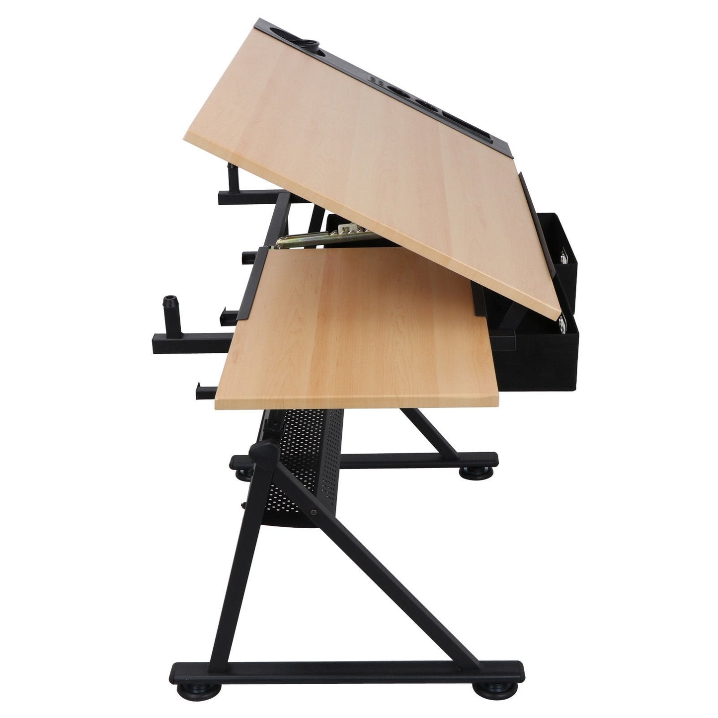 Cirocco Height Adjustable Drawing Drafting Table Desk w/Drawer Chair Stool | Tiltable Board Tabletop Office Workstation Durable Ergonomic Wide Ample Storage for Crafting Reading Painting Writing Art