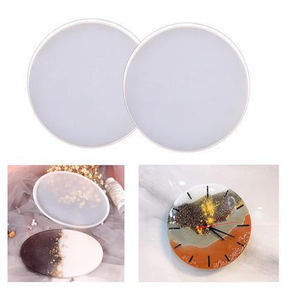 2pcs 7 Inch Resin Tray Molds, Round Rolling Tray Molds, Big Flat Round Coaster Resin Epoxy Silicone Board Molds for DIY Crafts