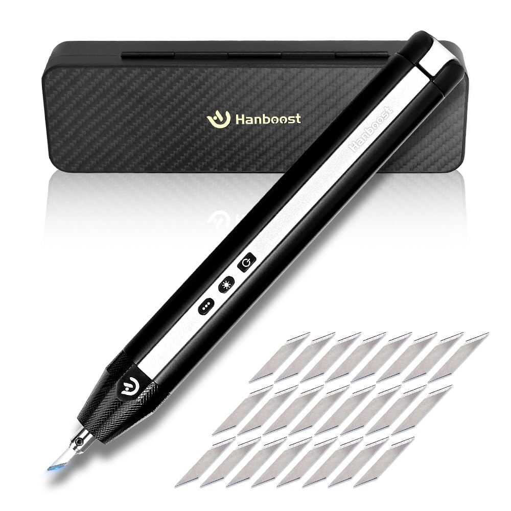 Hanboost C1 Ultrasonic Cutter with Built-in Battery,Upgraded Cordless Ultrasonic Knife 40,000 Vibrations Craft Cut Tool with Light for 3D Printed Models,Soap Making,PVC,Leather,Plastic,Wood&Foam Board