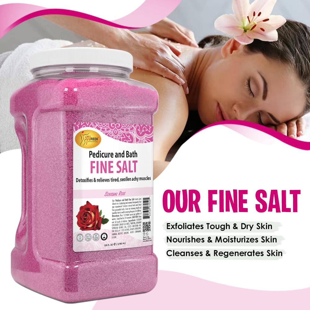 SPA REDI - Detox Foot Soak Pedicure and Bath Fine Salt, Lavender and Wildflower, 128 Oz - Made with Dead Sea Salts, Argan Oil, Coconut Oil, and Essential Oil, Hydrates, Softens and Moisturizes