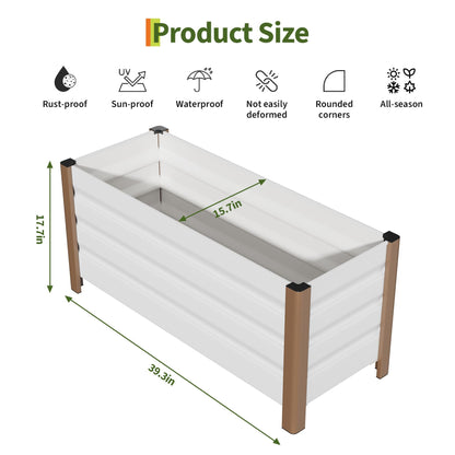 Garvee 2 Pack Large White Aluminum Planter Box 39"X16"X18", Extra Long Raised Garden Bed with Rounded Corners & Anti-Cut Safety Edging, Deep Design with Drainage Holes for Outdoor Patio & Balcony, Whi