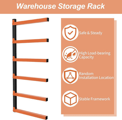 Nandae Heavy-Duty Wall Mount Lumber Storage Rack - 6 Levels for Workshop & Garage | Orange, 2 Pack
