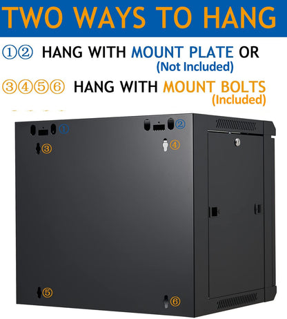 Tedgetal 9U Wall Mount Server Cabinet Network Rack Vented Enclosure Locking Door