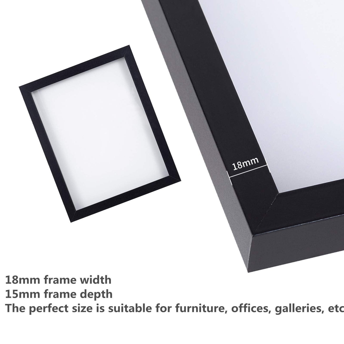 Muzilife 8x10 Shadow Box Frame Wood 3D Picture Frame with Glass Cover, Display Case for Wall-Hanging or Free-Standing Picture Showcase, Set of 3, Black