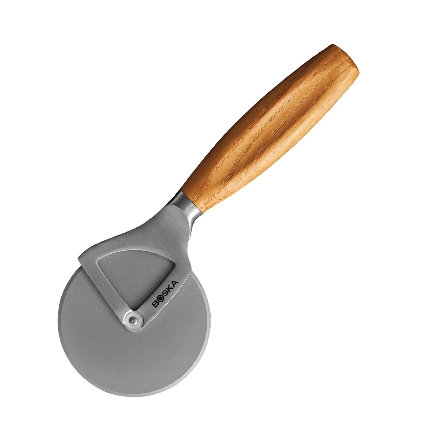 Boska Pizza Cutter Oslo+ - Large Pizza Wheel Cutter - Wooden Handle - Stainless Steel Non-Stick Wheel