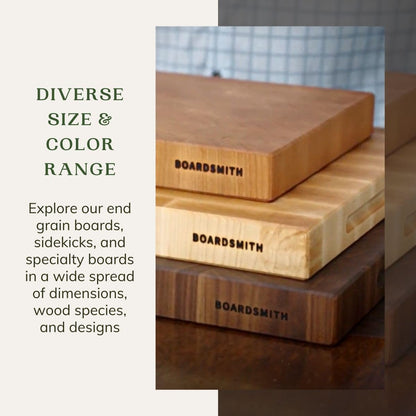 The Boardsmith Maple End Grain Cutting Board - Premium End Grain Butcher Block Wood Cutting Board for Kitchen - Food-Safe, Non-Slip, Sustainably Sourced Maple Wood (Medium)