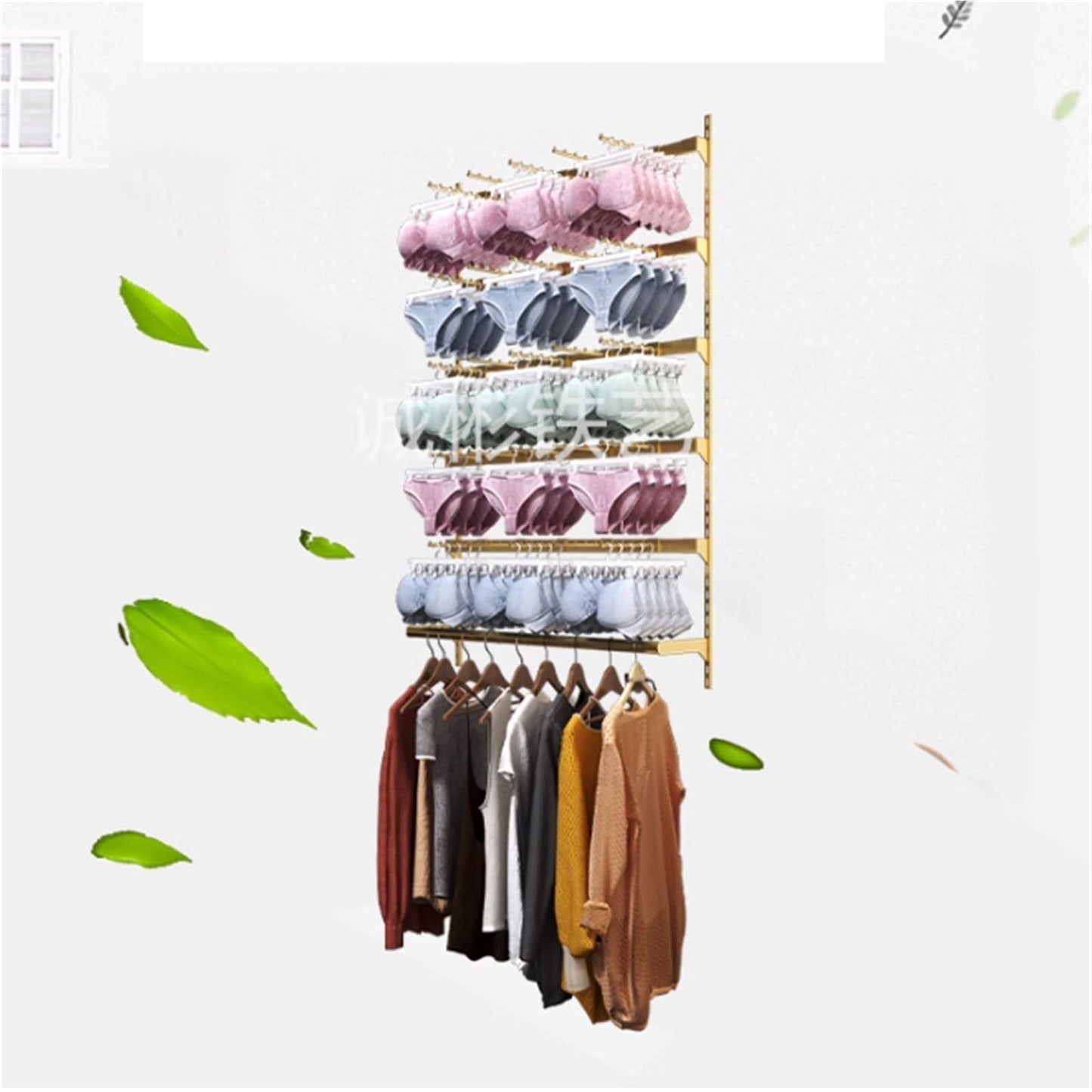 Wall-Mounted Underwear Display Stand, Metals, Lingerie Garment Rack, Retail Sock Show Shelves, Supermarkets Commercial Clothing Store Shelf, for Bras, Shorts, Hats(White,150 * 150cm)