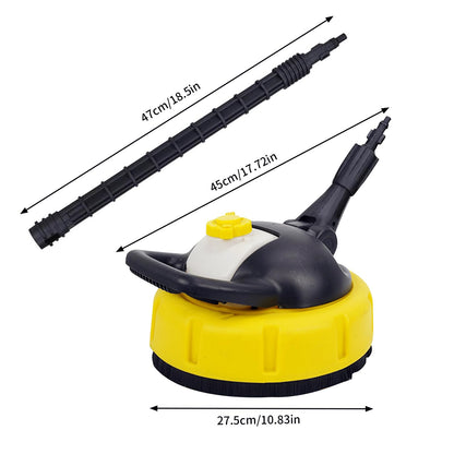 Patio Cleaner Attachment for Karcher, Dia28cm Rotating High Pressure Washer with 47cm Long Handle, for K2-K7 High Pressure Surfaces Cleaner, Rotating Jets Cleaning Nozzle, for Paving, Yards (With pot)