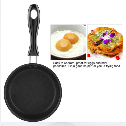 GOWENIC Egg Mini Frying Pan, Black, 12cm Household Small Kitchen Cooker for Frying Eggs